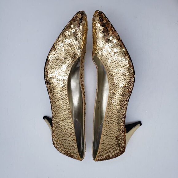 Gold Sequin Heel Pumps Special Occasions Shoes by Saugus Shoes - Picture 9 of 11